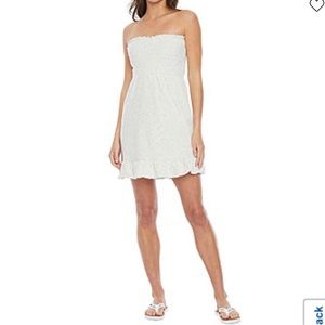 Juicy Couture WHITE Terry Cloth Smocked Sleeveless Swim Coverup Size XL